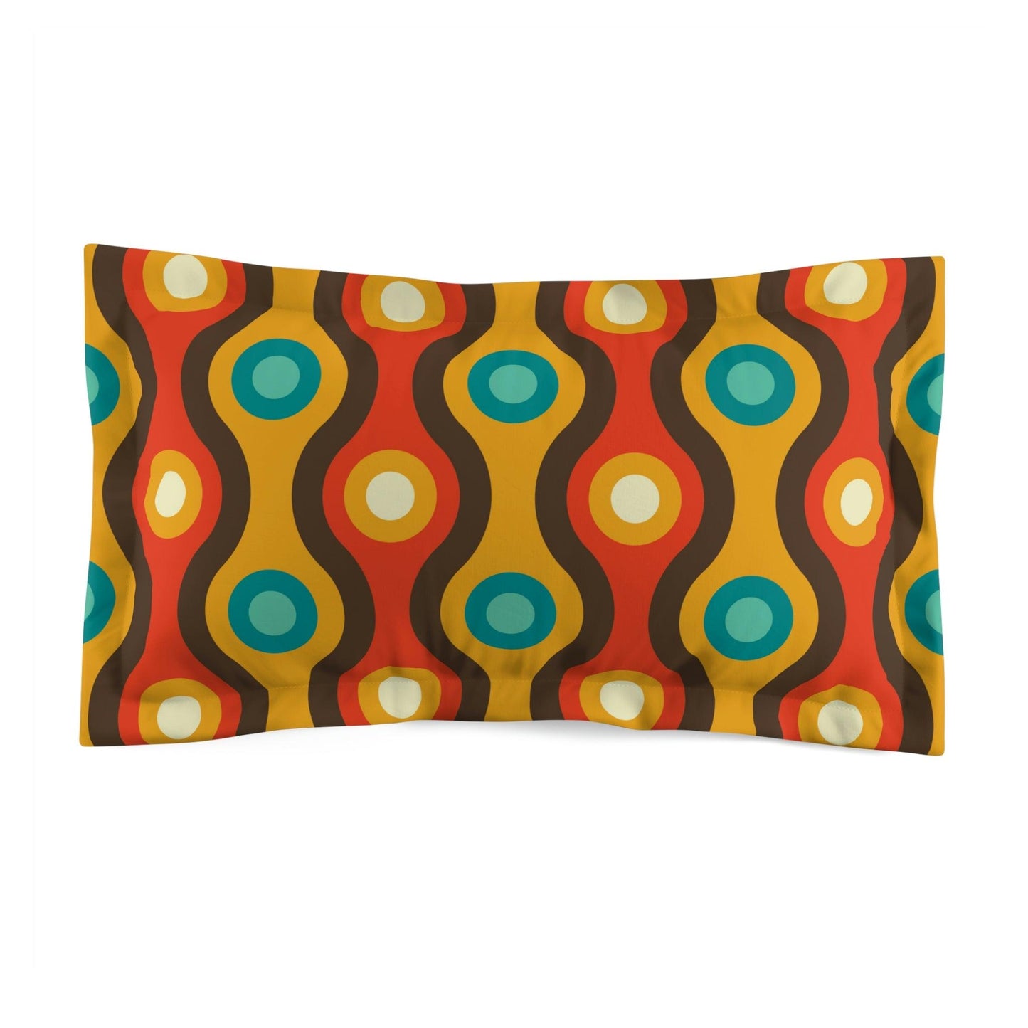 Retro 60s 70s Waves Mid Century Mod Brown & Orange Pillow Sham | lovevisionkarma.com