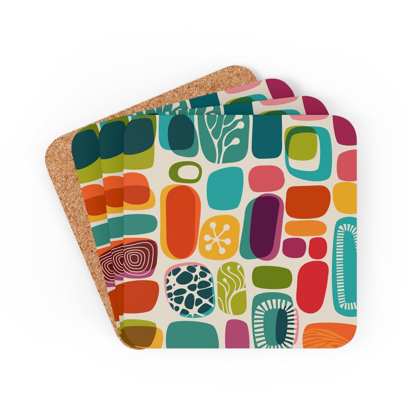 Retro MCM Atomic Amoeba Vibrant Colorful Coaster Set | lovevisionkarma.com