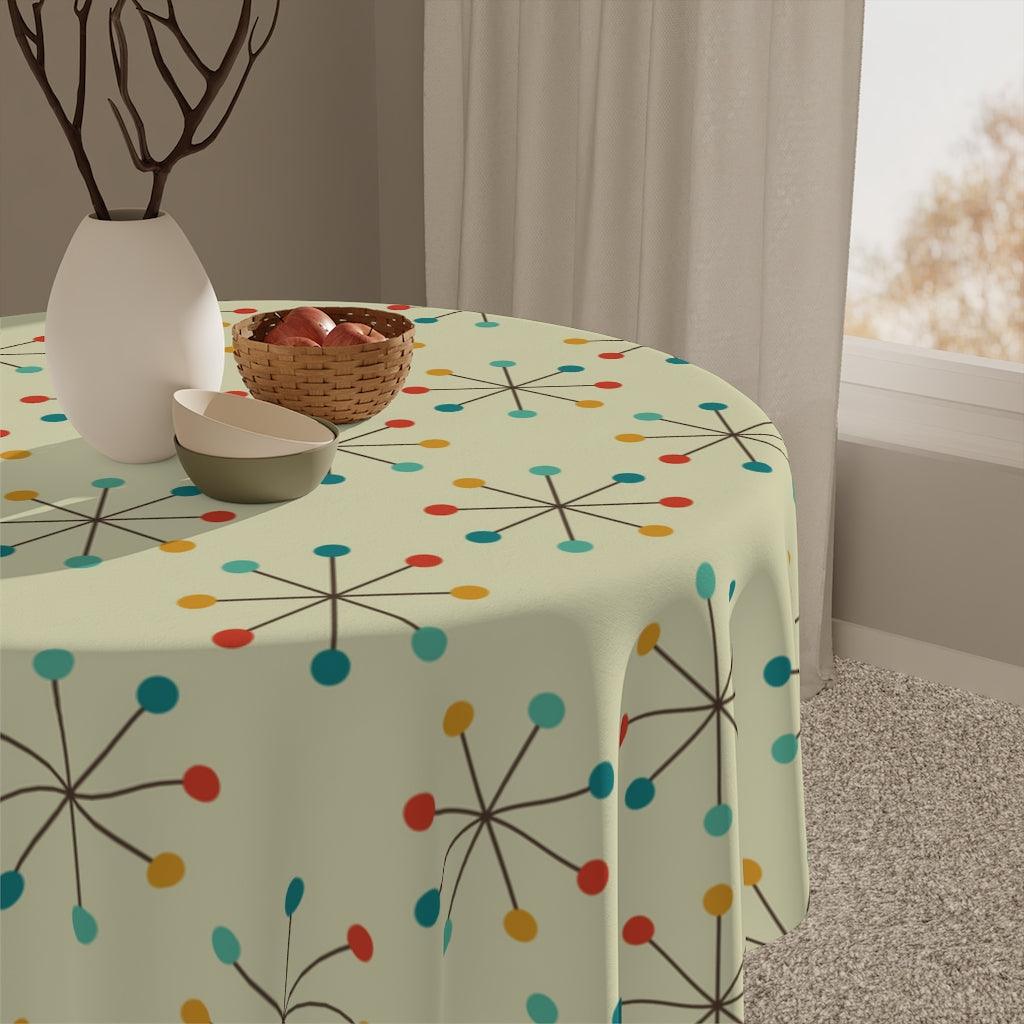Atomic Starburst Mid Century Modern 50's, 60's Retro Colors Tablecloth | lovevisionkarma.com