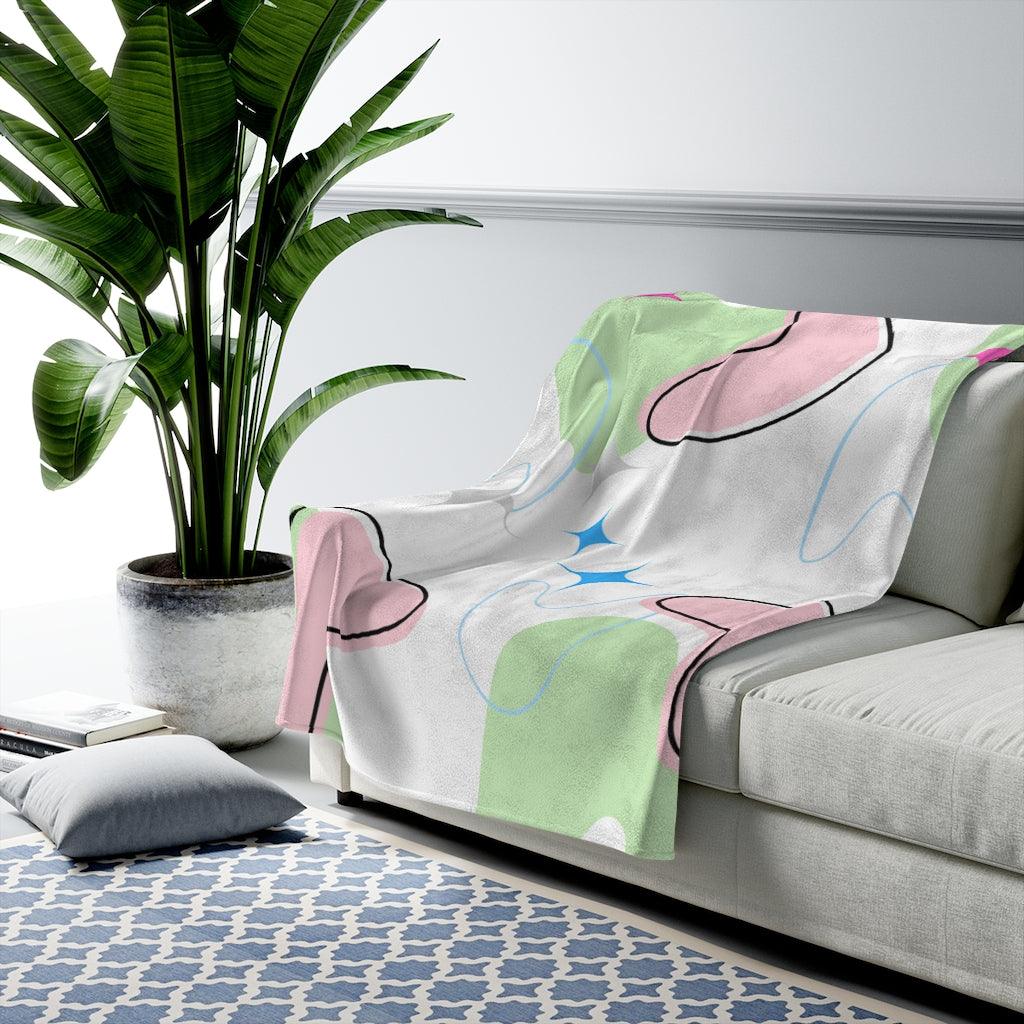 Retro MCM Atomic Bursts & Boomerangs Multicolor Velveteen Lightweight Blanket | lovevisionkarma.com