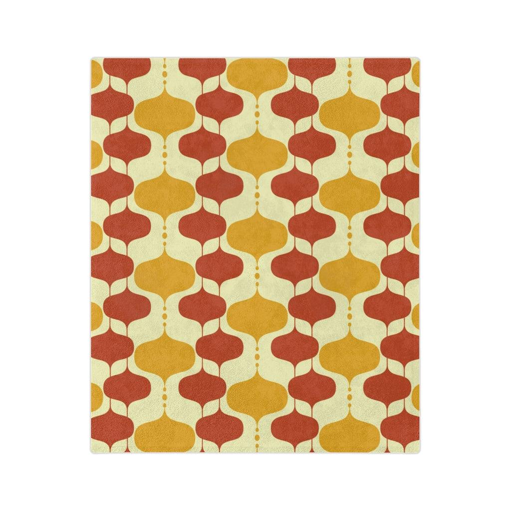 Retro Mid Century Geometric Onion Mustard & Orange Velveteen Minky Blanket | lovevisionkarma.com