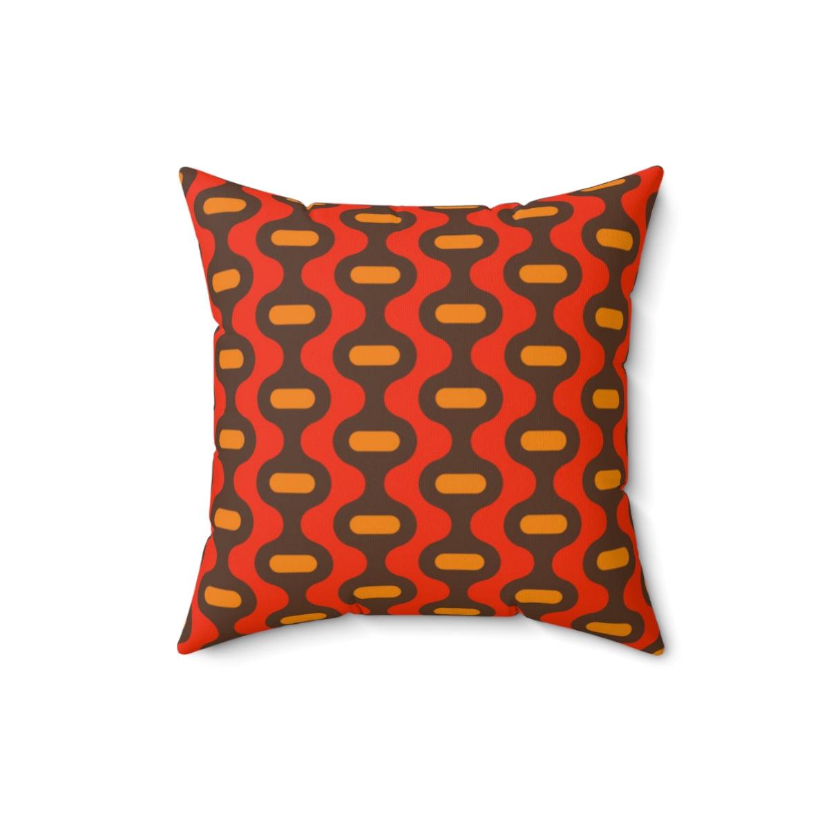 Retro 60s 70s Funky Throw Pillow in Orange & Brown | lovevisionkarma.com