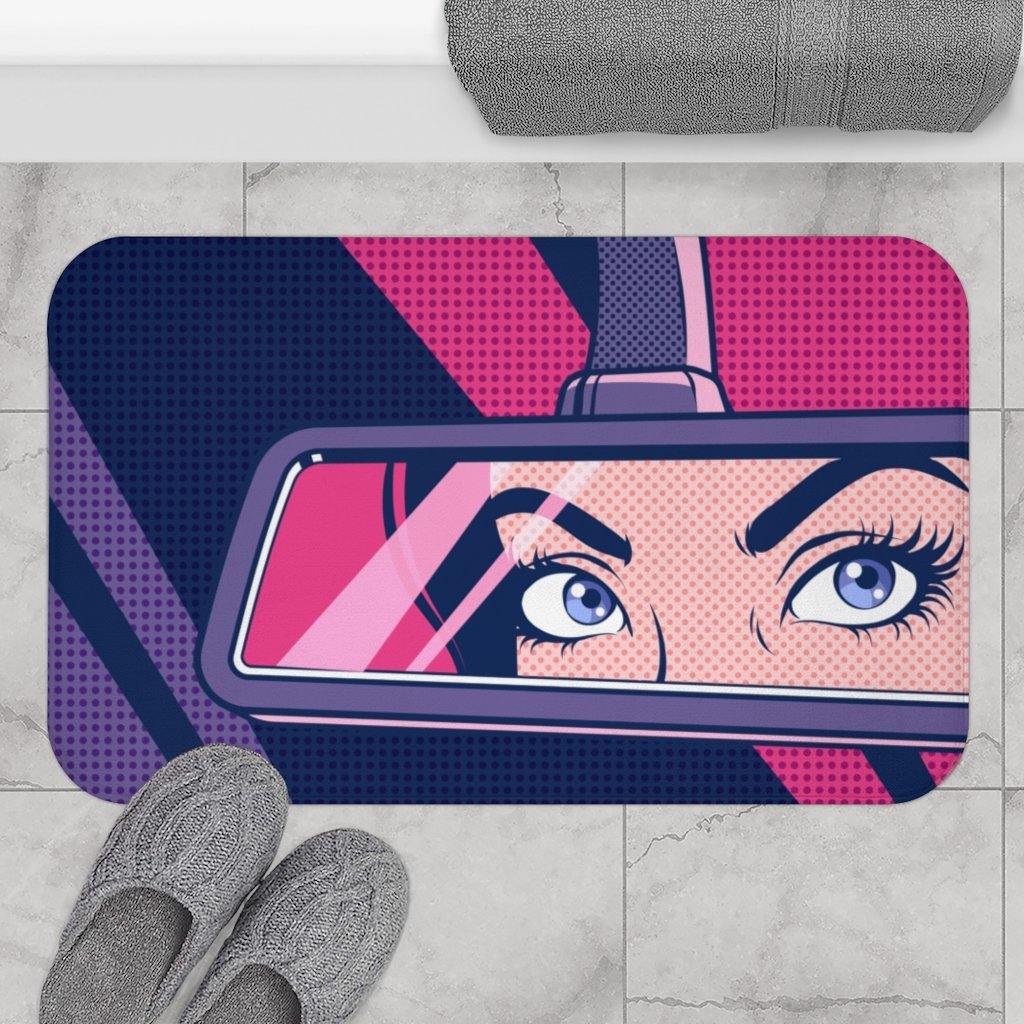 "Reflection" Comic Pop Art Bath Mat | lovevisionkarma.com