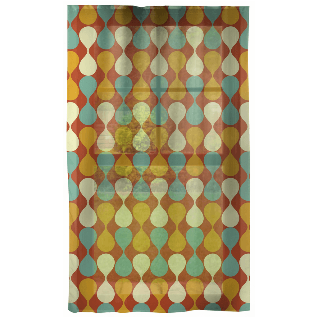 Retro MCM Geometric Mustard, Orange and Blue Curtain Panel | lovevisionkarma.com