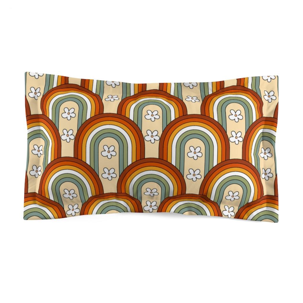 Boho Rainbows and Flowers Retro Multicolor Pillow Sham | lovevisionkarma.com