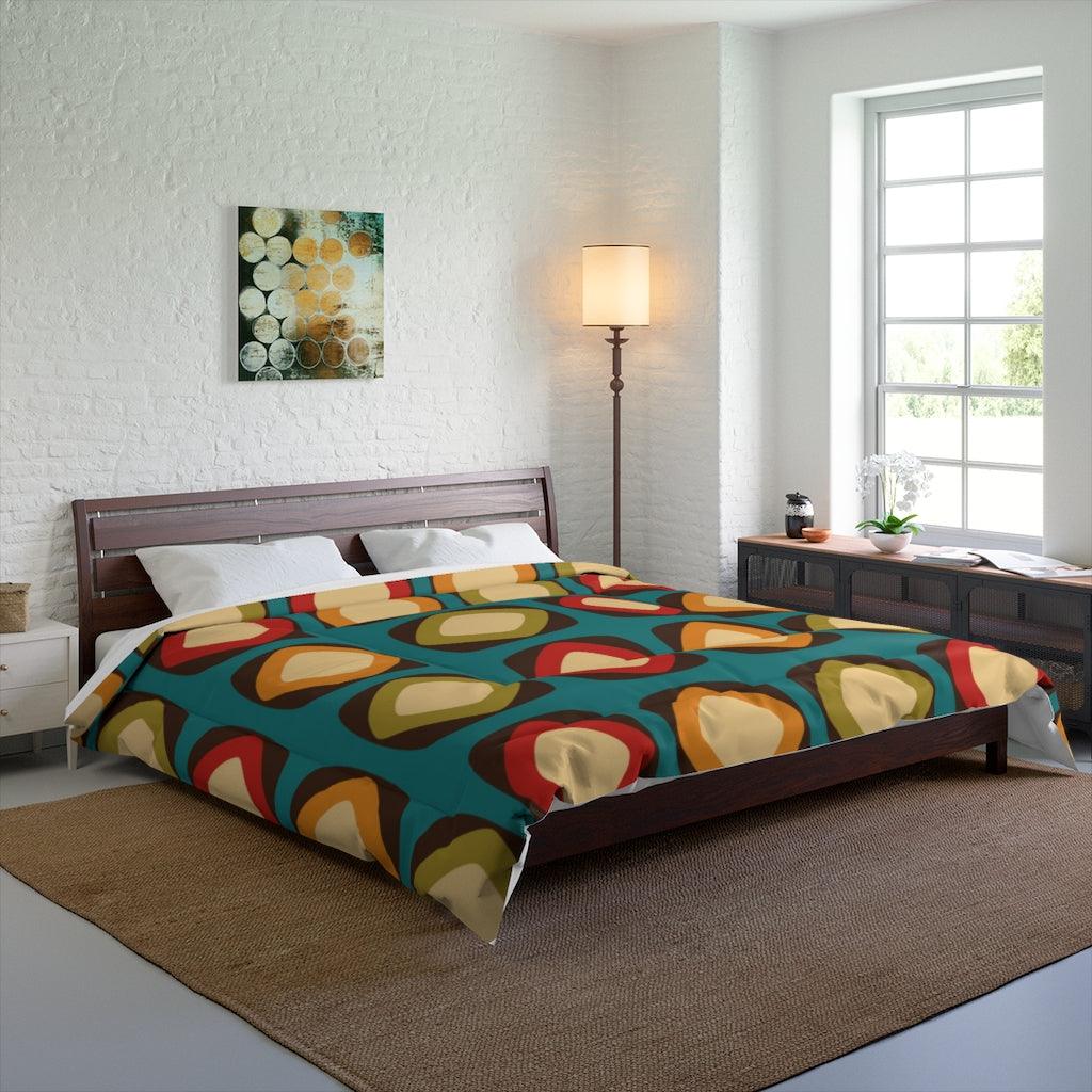 Retro Mod Squares Multicolor Mid Century Modern Comforter | lovevisionkarma.com