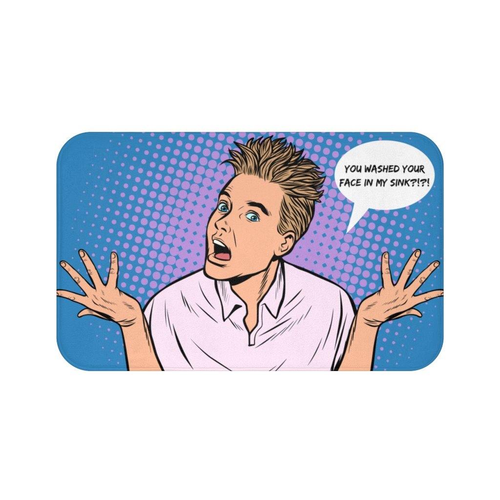 "Washed Your Face" Comic Pop Art Funny Bath Mat | lovevisionkarma.com