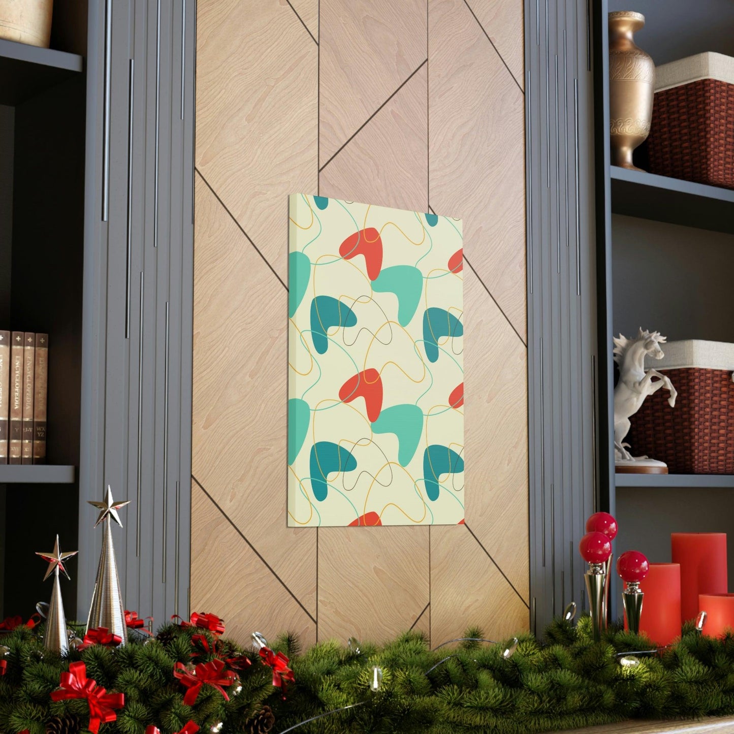Retro 50s Atomic Boomerang Mid Century Mod, Canvas Gallery Wrap Wall Art | lovevisionkarma.com