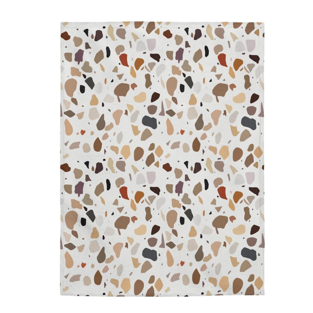 Terrazzo Print Brown Modern Minimalist Velveteen Lightweight Blanket | lovevisionkarma.com