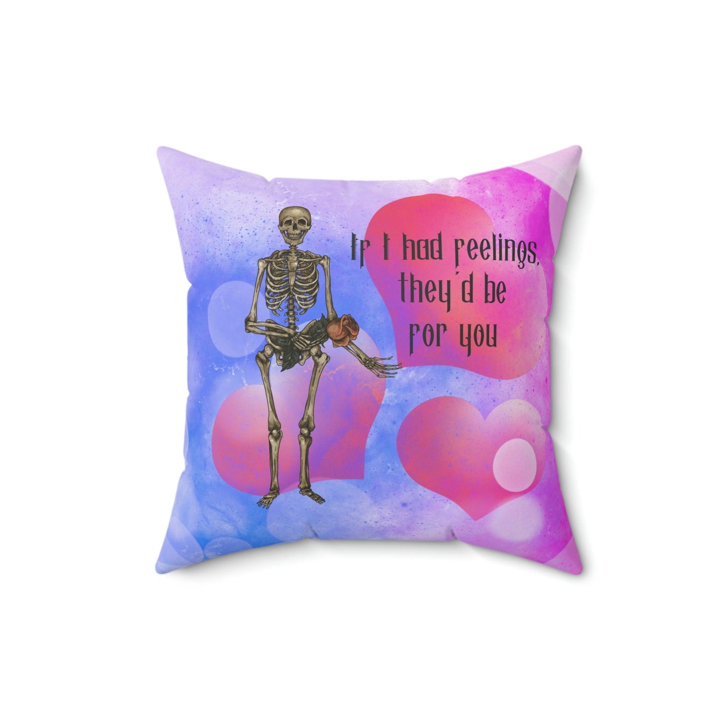 Funny Valentine's Skeleton Sweet Pink and Blue Throw Pillow | lovevisionkarma.com