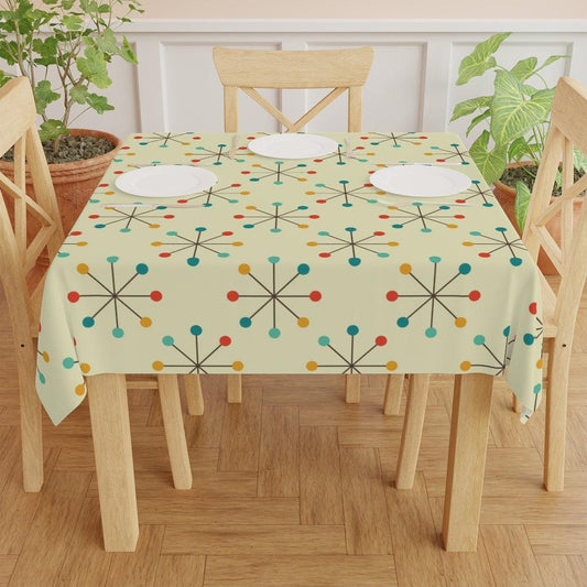 Atomic Starburst Mid Century Modern 50's, 60's Retro Colors Tablecloth | lovevisionkarma.com