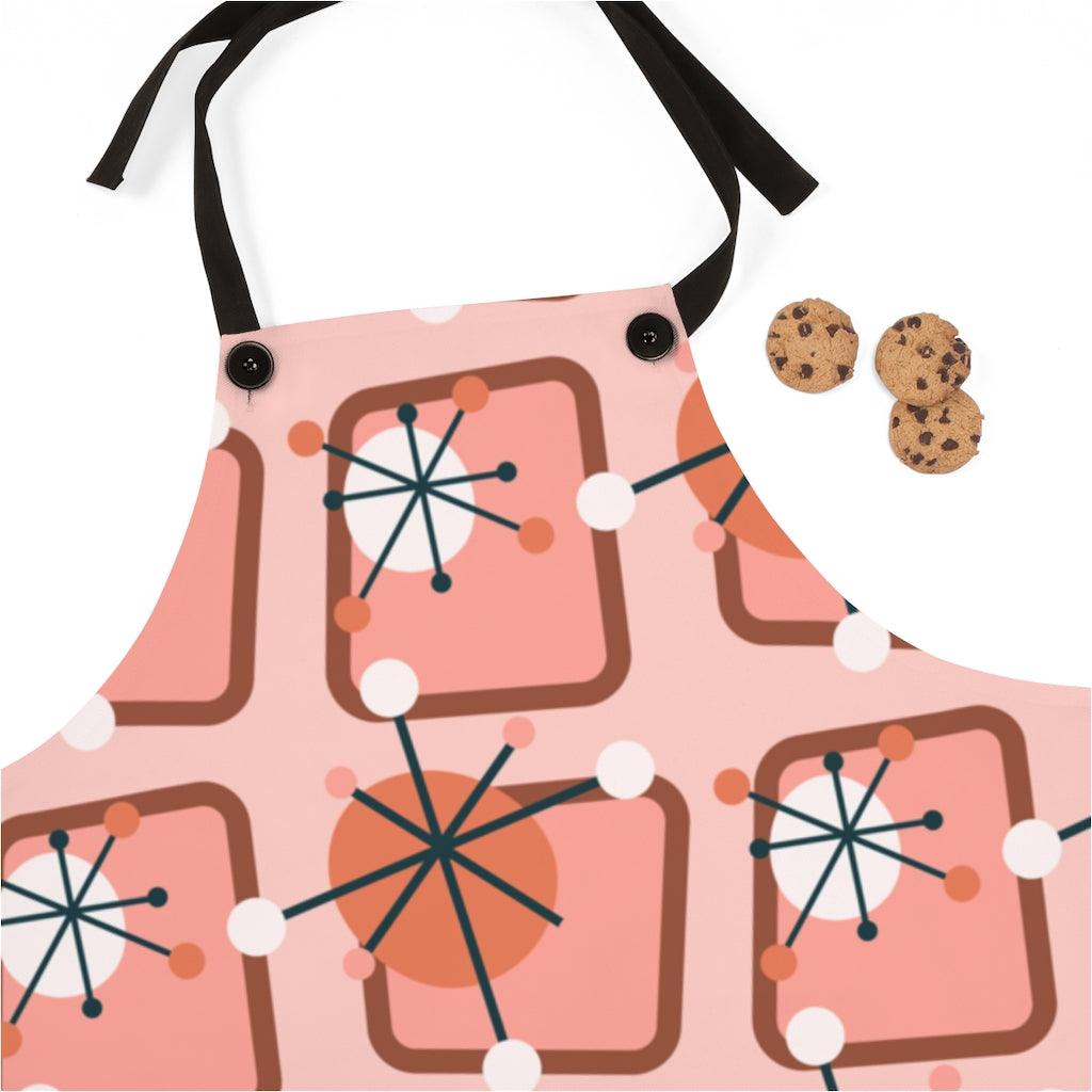 Atomic Burst Pink Mid Century Modern Apron | lovevisionkarma.com
