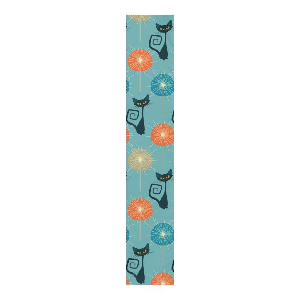 Retro Atomic Cat Mid Century Mod Multicolor Table Runner | lovevisionkarma.com