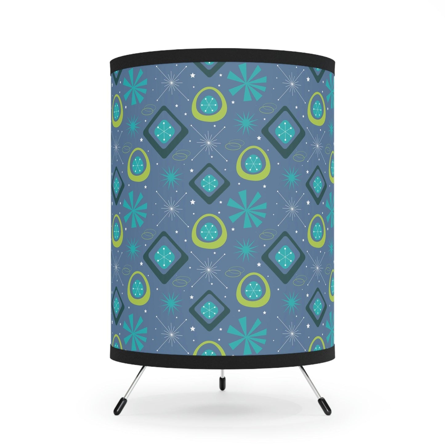 Retro 50s Space Age, Starburst Mid Century Mod Blue & Green Tripod Accent Lamp | lovevisionkarma.com