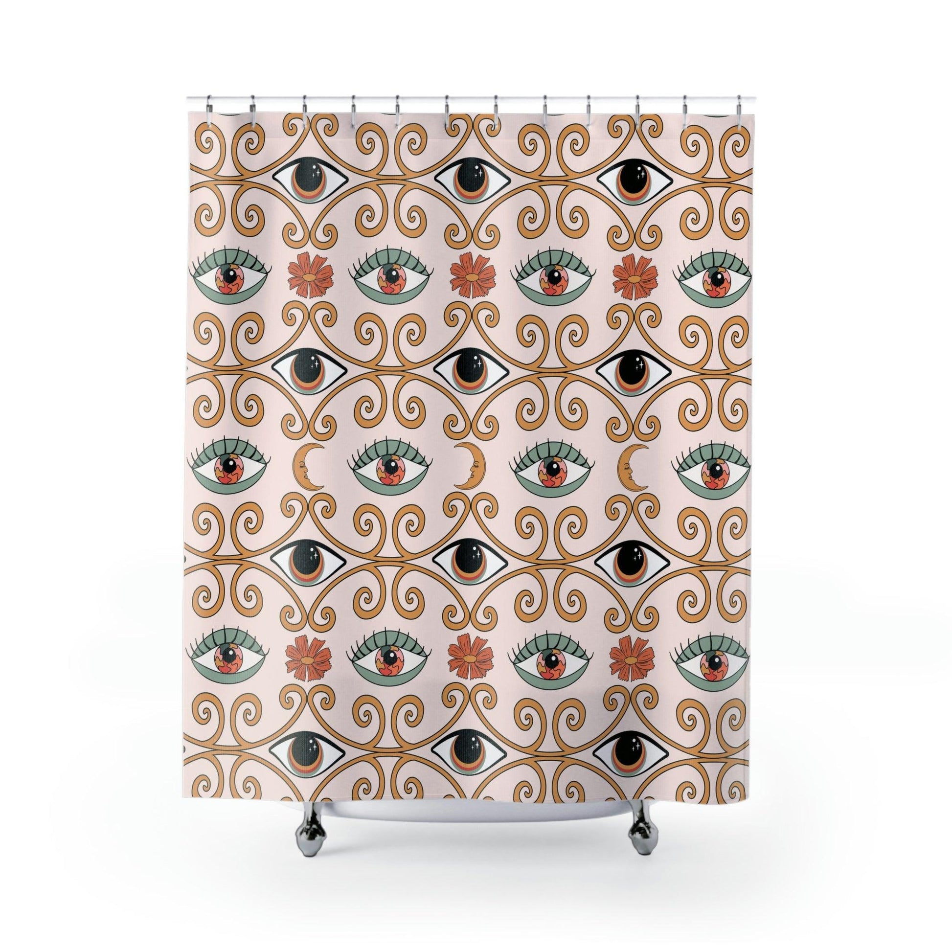 Boho Chic Eyes Retro MCM Shower Curtain | lovevisionkarma.com