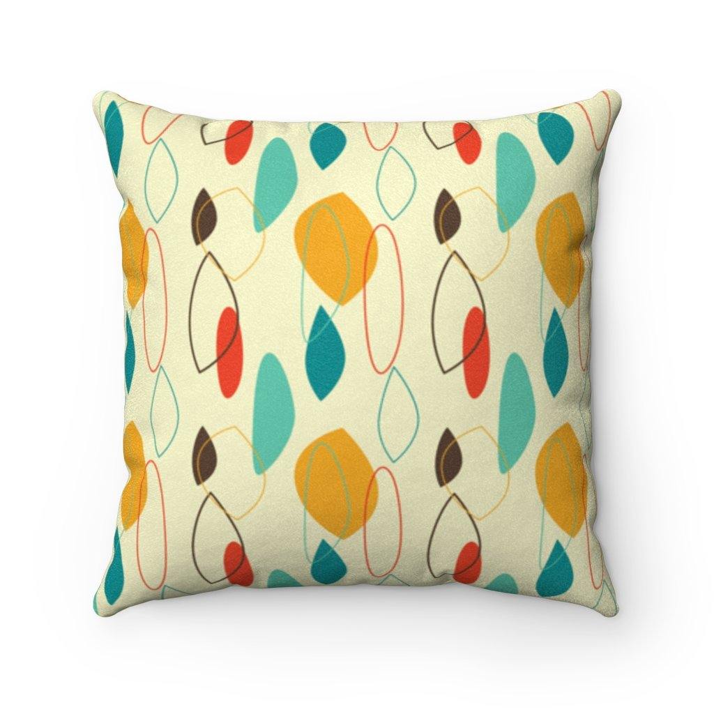 Retro 1950's Abstract Mid Century Mod Blue & Mustard Pillow | lovevisionkarma.com