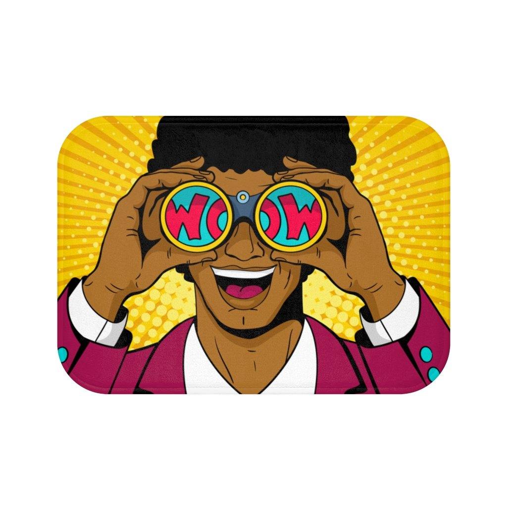 "Wow" Binoculars Man Comic Pop Art Funny Bath Mat | lovevisionkarma.com