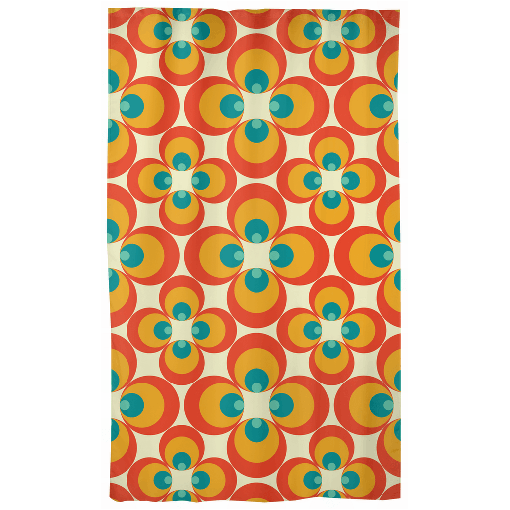 Retro 60s MCM Flower Orange & Blue Curtain Panels | lovevisionkarma.com