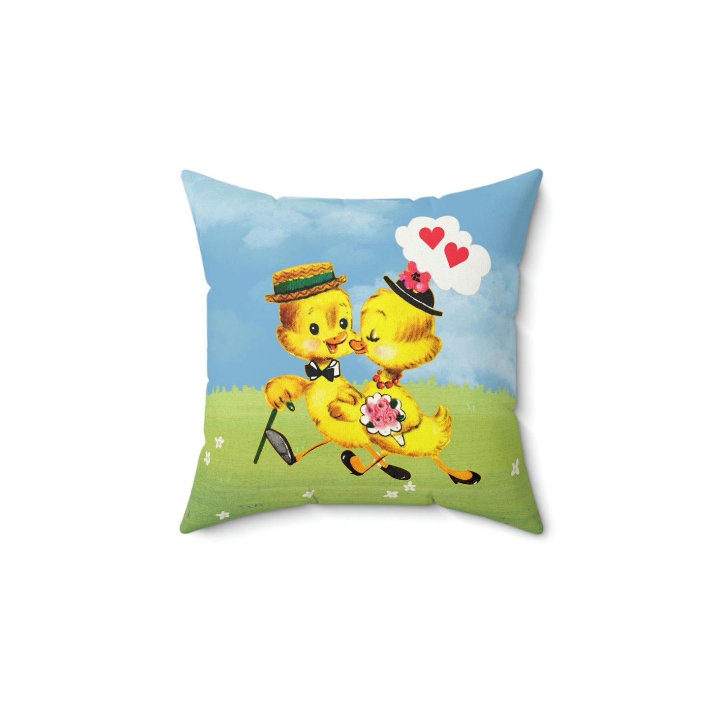Retro Easter Vintage Chicks Kitschy Cute Throw Pillow | lovevisionkarma.com