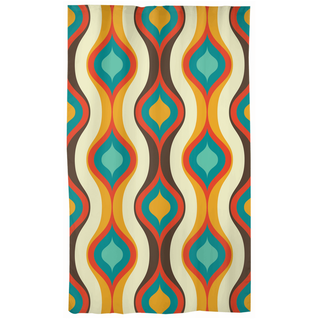 Retro 60s MCM Geometric Wavy Lines Multicolor Curtains | lovevisionkarma.com