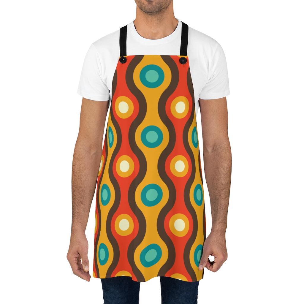 Retro Mid Century Circles & Wavy Lines Multicolor Apron | lovevisionkarma.com