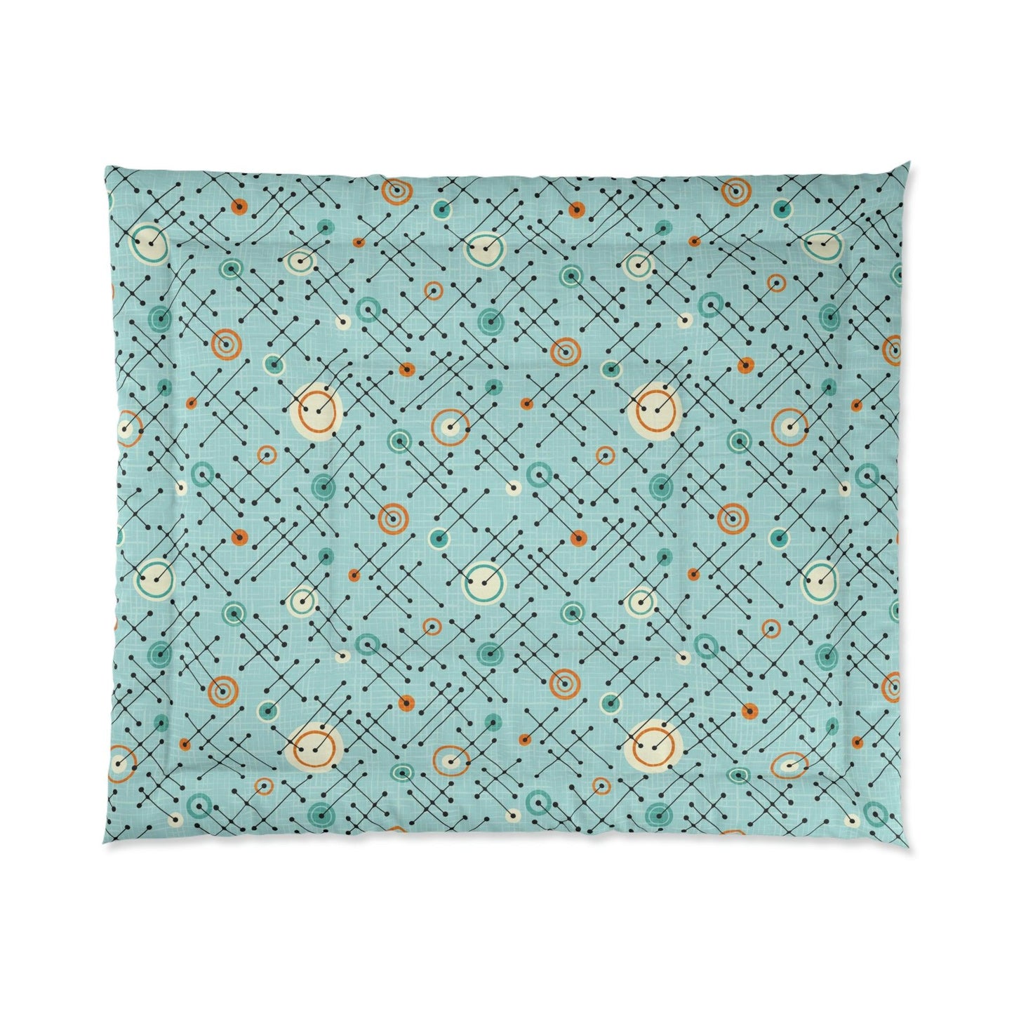 Retro 50s Lines Eames Inspired MCM Blue Comforter | lovevisionkarma.com