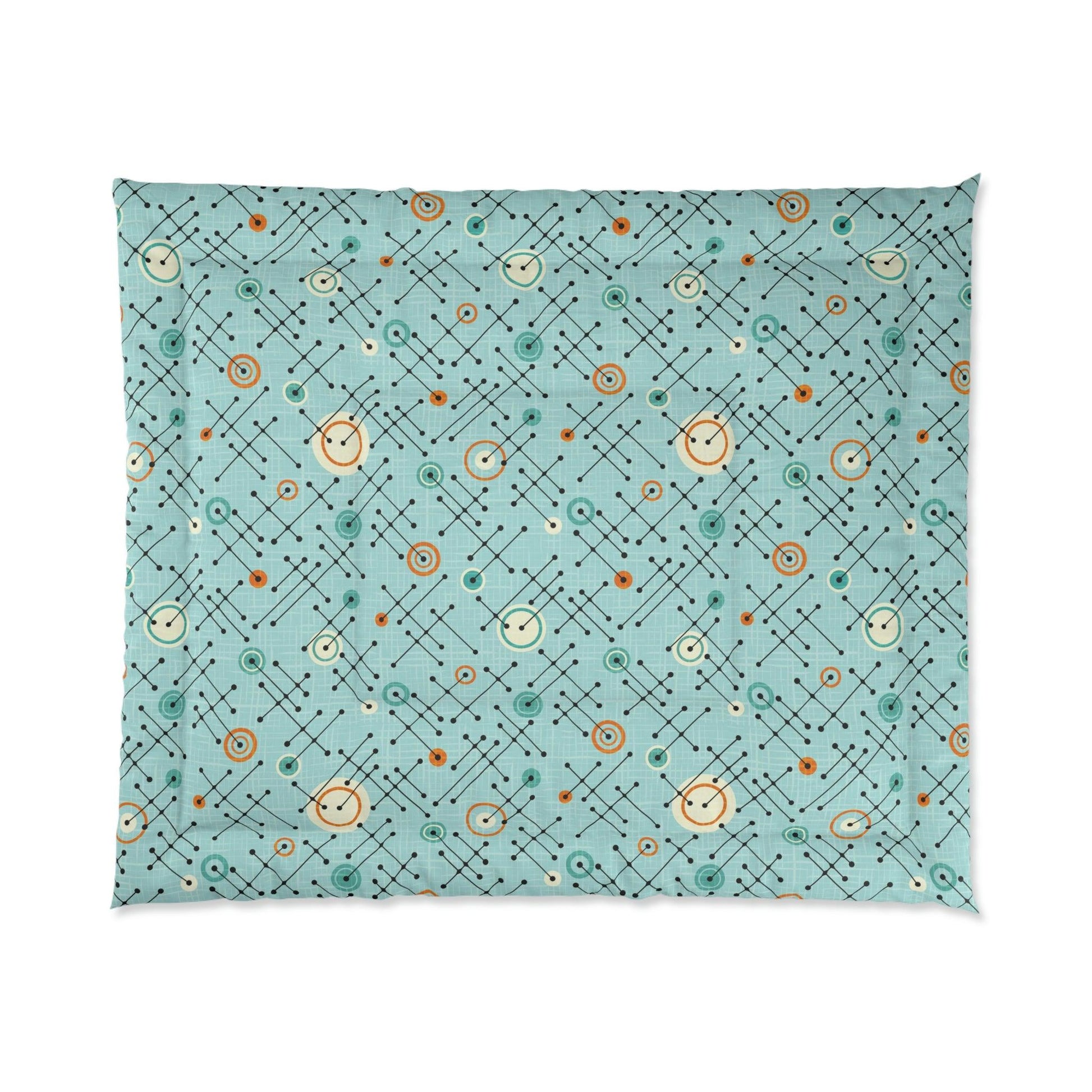 Retro 50s Lines Eames Inspired MCM Blue Comforter | lovevisionkarma.com