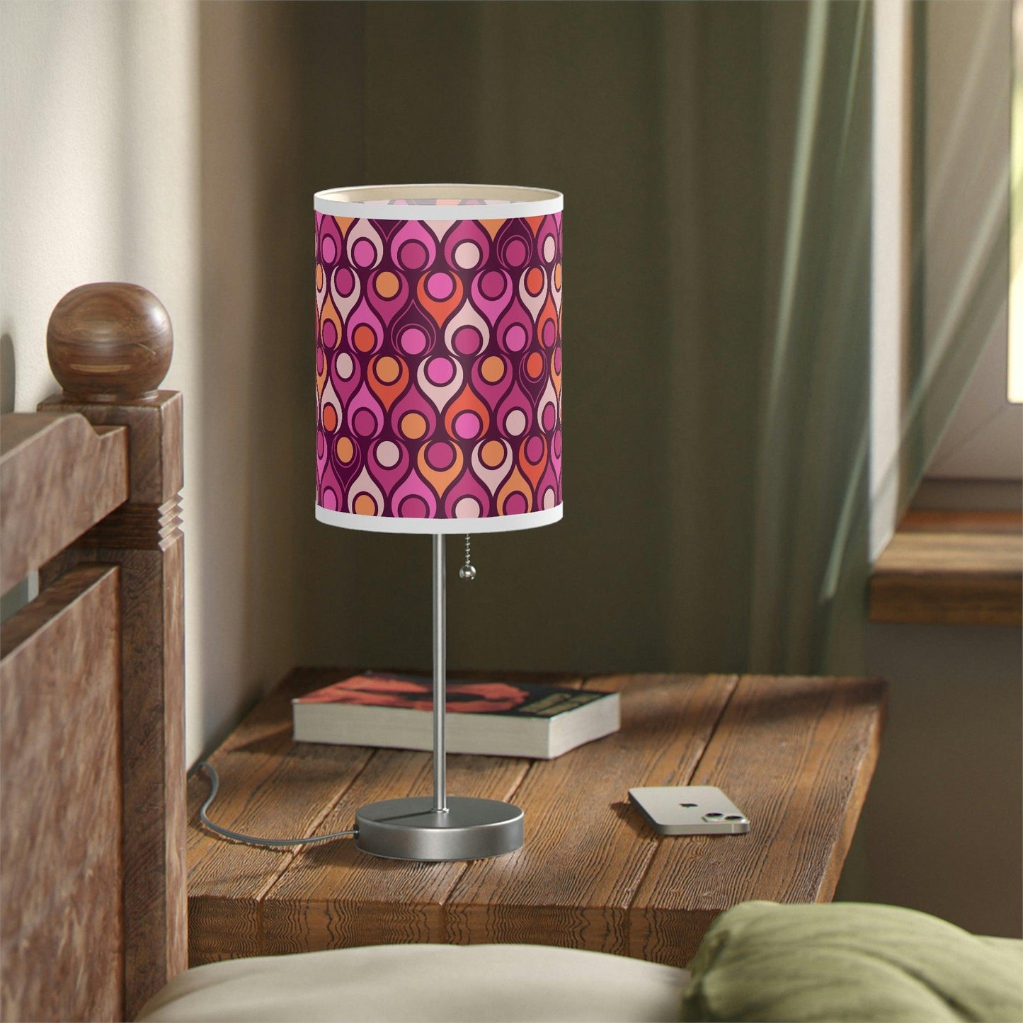 Groovy MCM Funky Geometric Purple, Magenta & Orange Tabletop Lamp | lovevisionkarma.com
