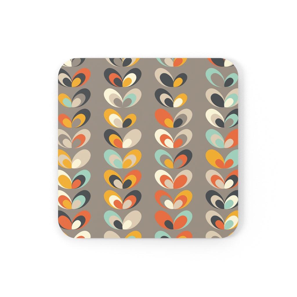 Mid Century Danish Floral Vine & Leaves Scandi Gray Coaster Set | lovevisionkarma.com