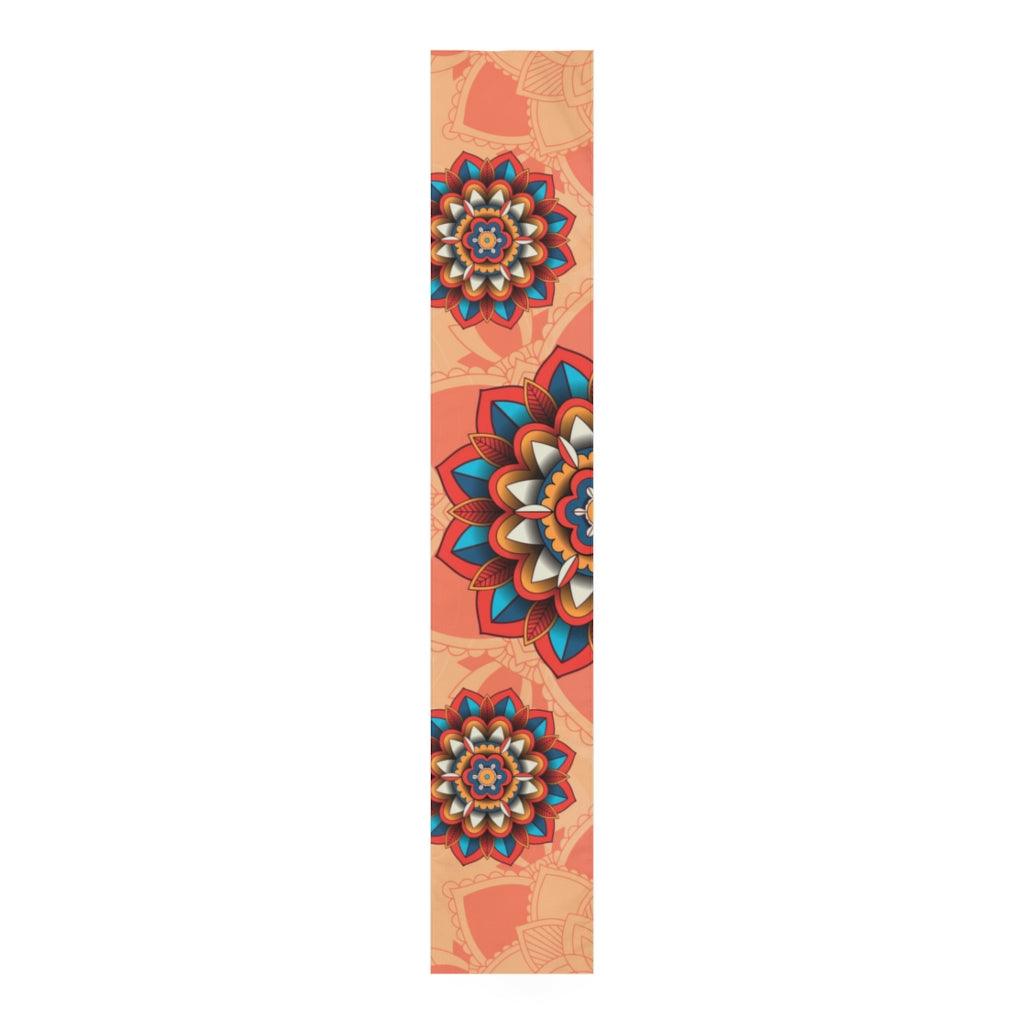 Boho Chic Mandala Coral Table Runner, Diwali Home Decor | lovevisionkarma.com