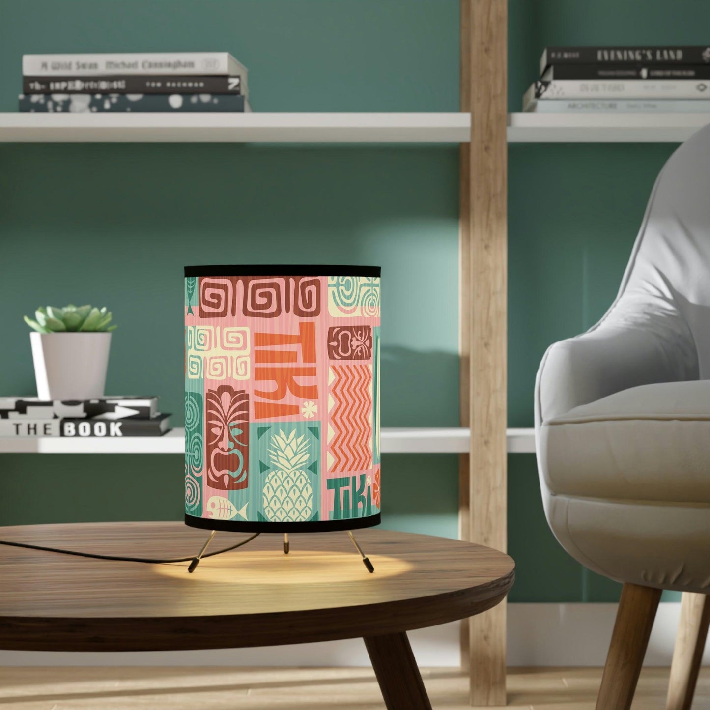Tiki Inspired Retro 60s MCM Multicolor Tabletop Tripod Lamp | lovevisionkarma.com