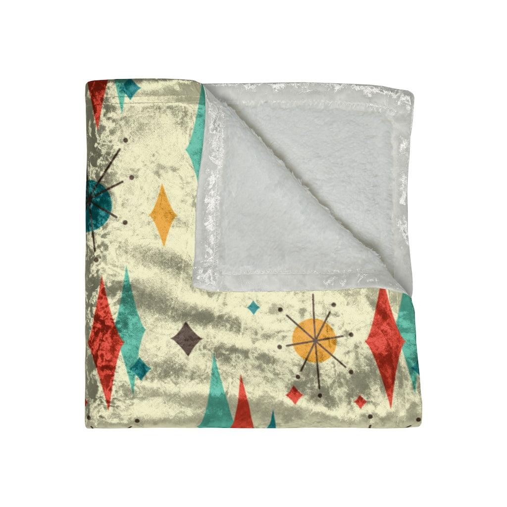 Retro Atomic Diamond Burst MCM Crushed Velvet Blanket | lovevisionkarma.com
