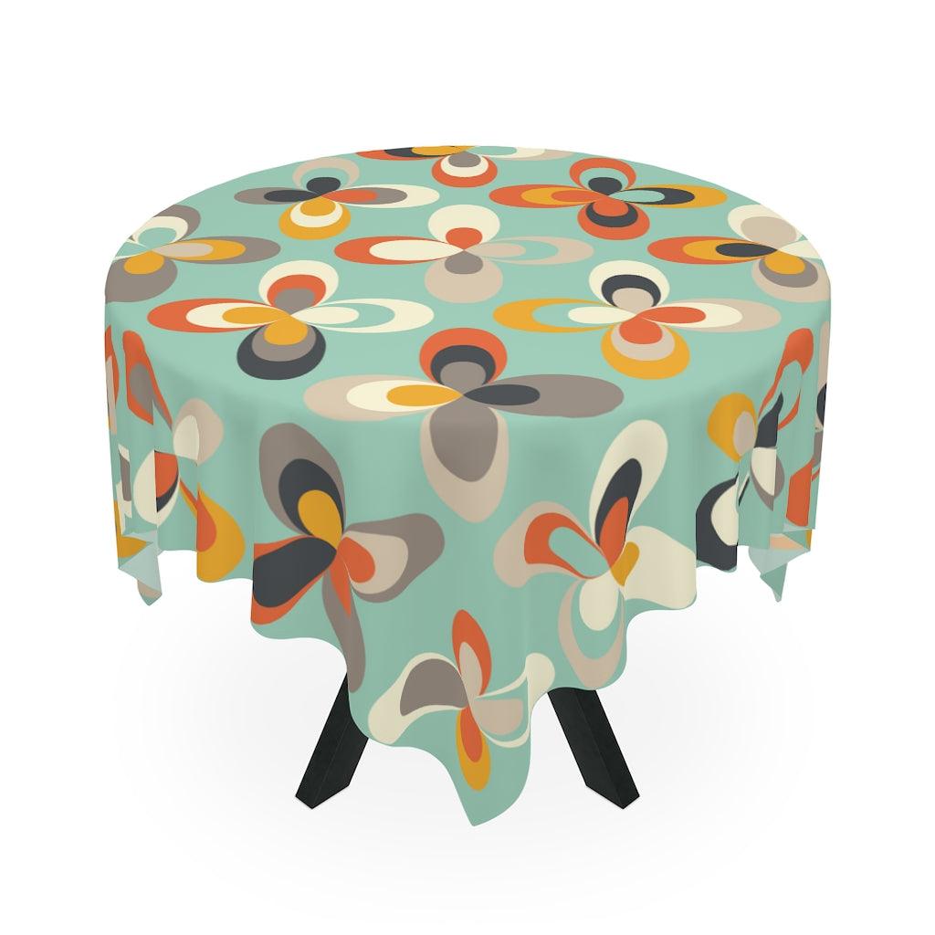 Retro MCM Danish Scandi Leaves Mint Tablecloth | lovevisionkarma.com
