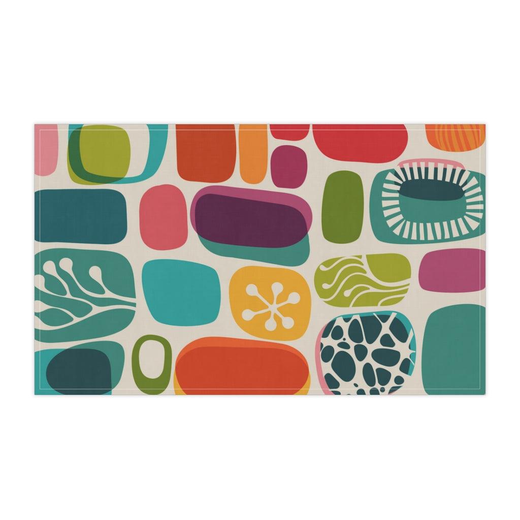 Retro Mid Century Colorful Abstract Tea Towel | lovevisionkarma.com