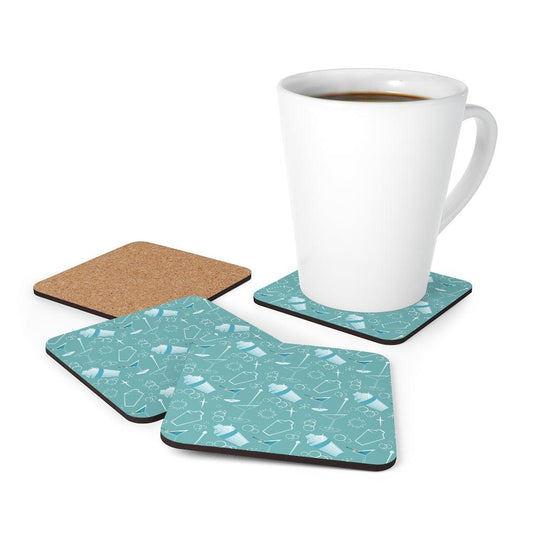 Retro Martini & Mixers Blue Mid Century Modern Coaster Set | lovevisionkarma.com
