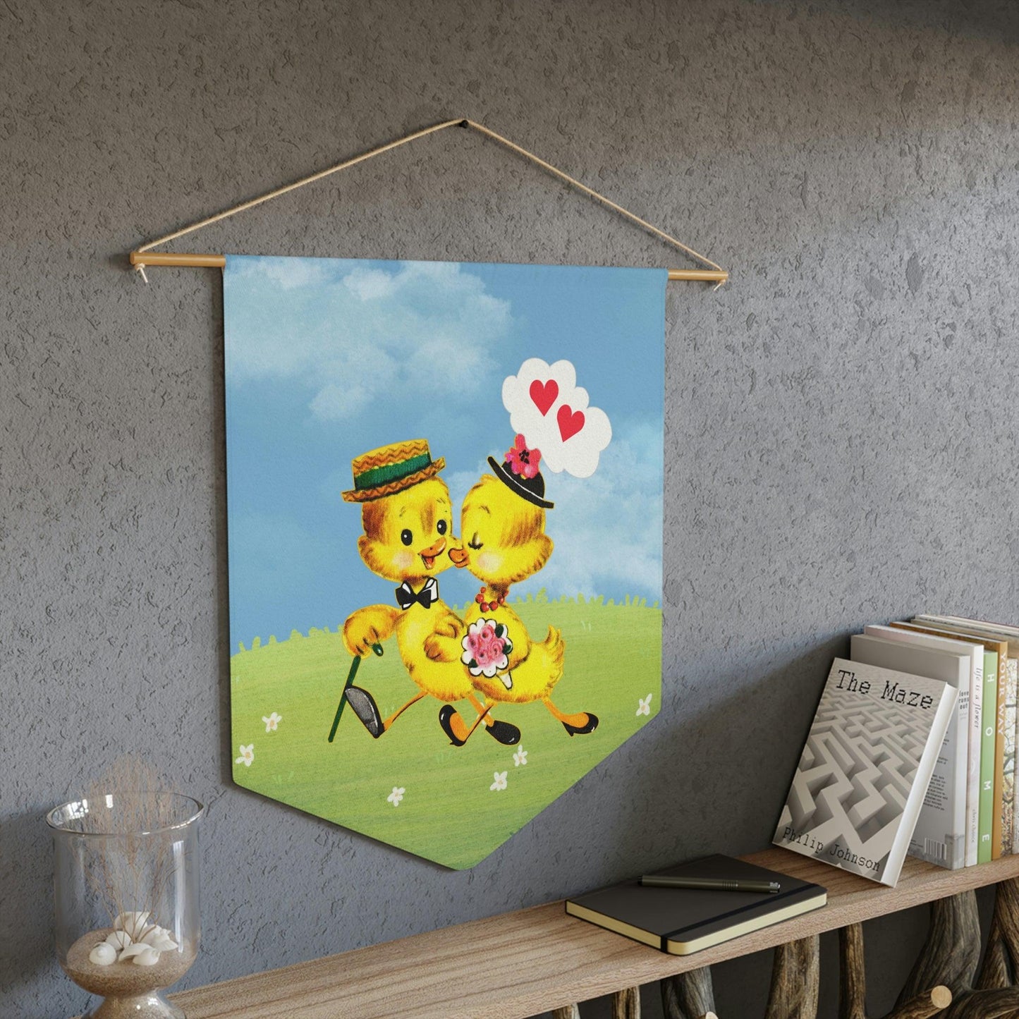 Vintage Easter Chicks Mid Century Mod Wall Pennant | lovevisionkarma.com