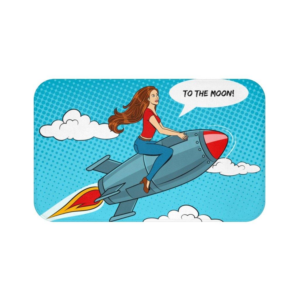 "Stonks" Female Comic Pop Art Funny Bath Mat | lovevisionkarma.com
