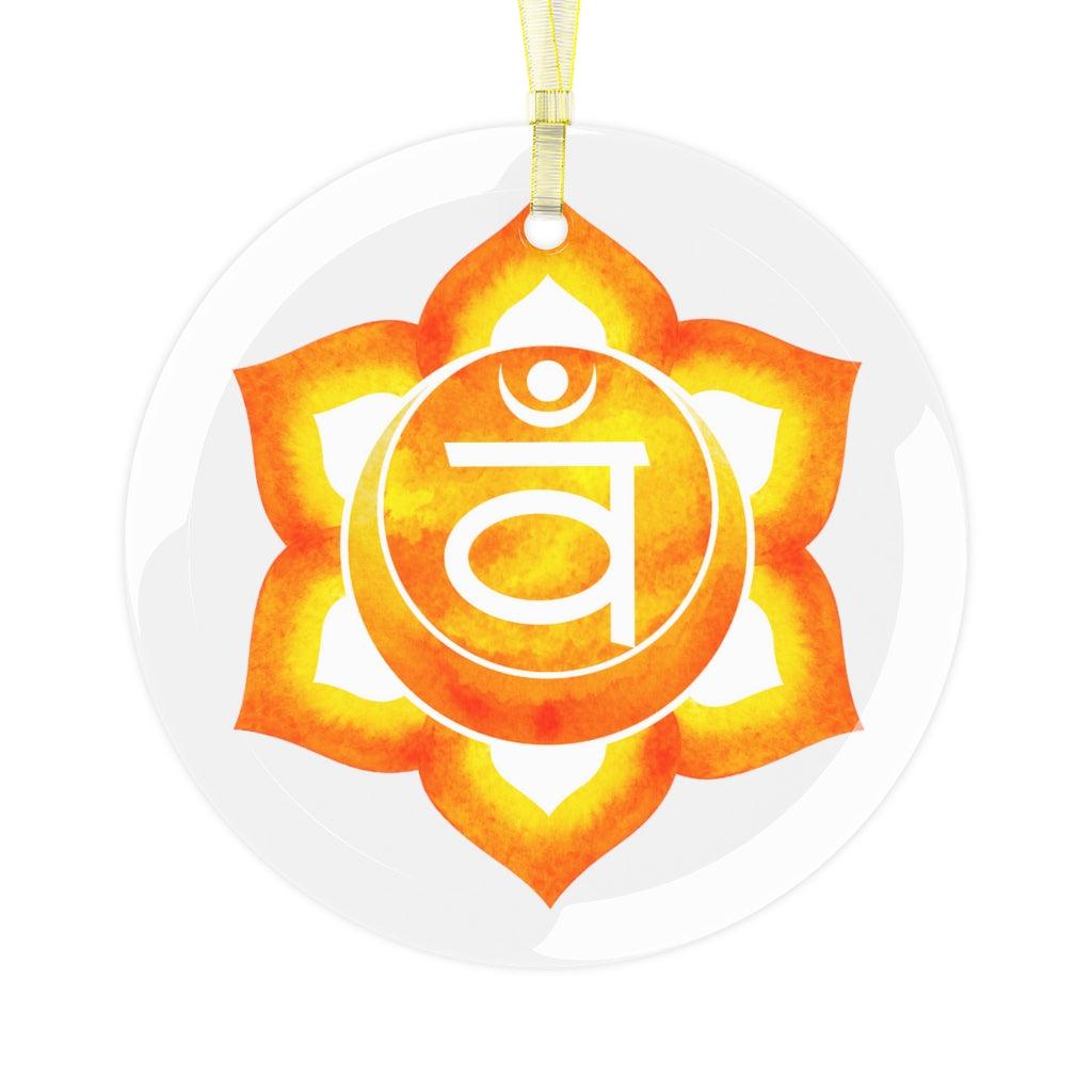 Svadhisthana, Sacral or Second Chakra Glass Ornament, Yoga Christmas Ornament | lovevisionkarma.com
