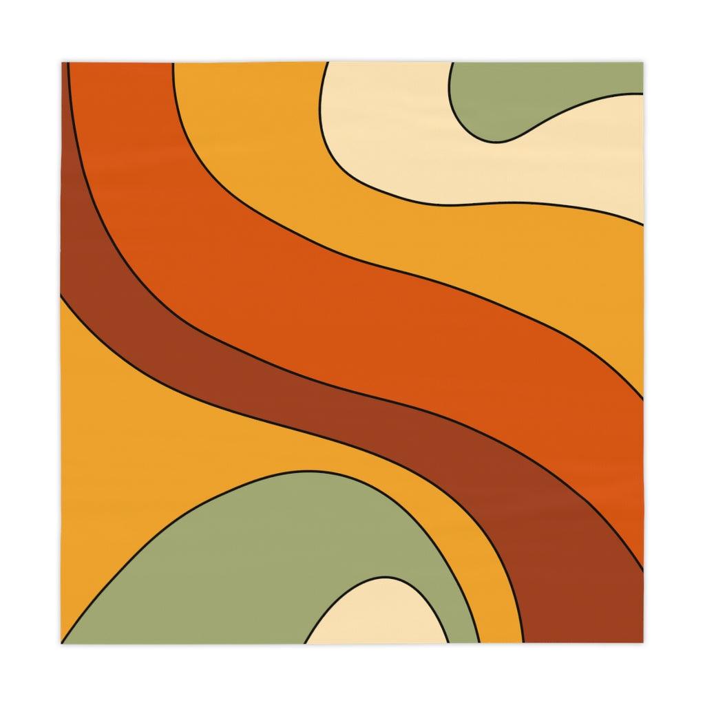 Retro 60s 70s Groovy Orange, Mustard & Green MCM Tablecloth | lovevisionkarma.com