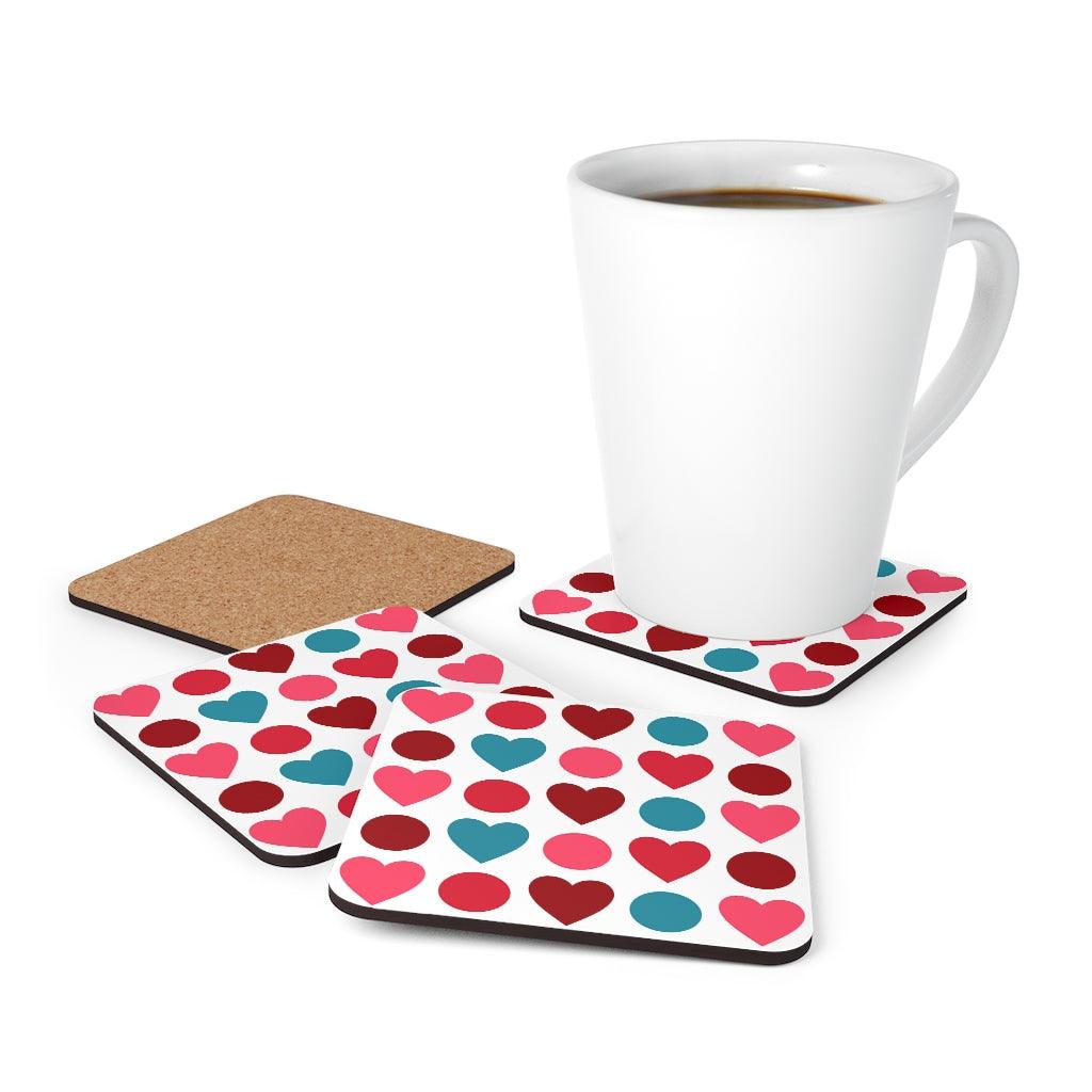 Hearts and Circles Red & Blue MCM Valentine Coaster Set | lovevisionkarma.com