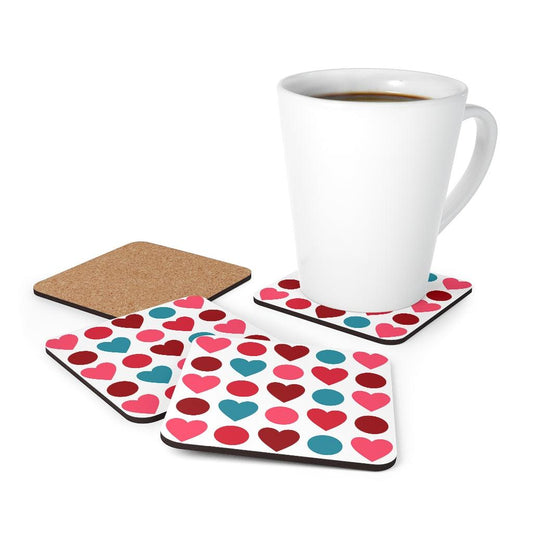 Hearts and Circles Red & Blue MCM Valentine Coaster Set | lovevisionkarma.com