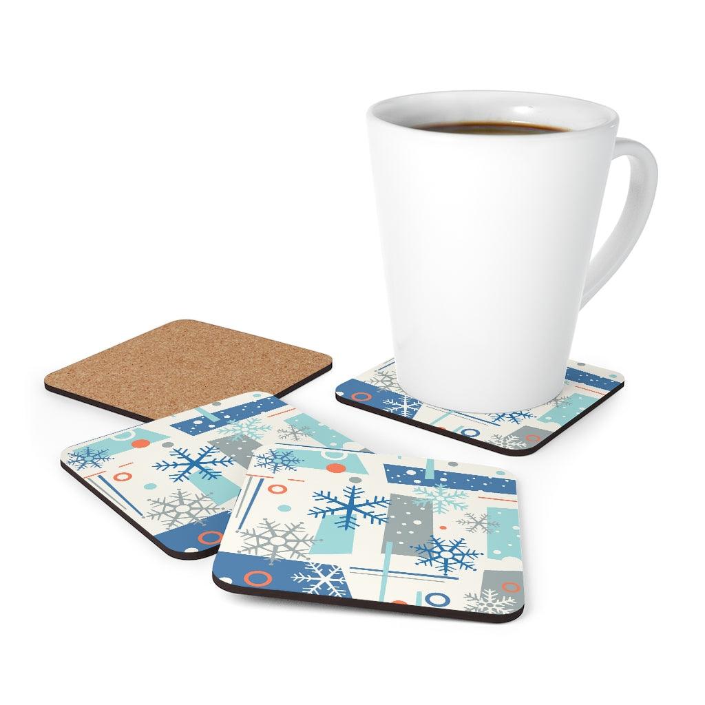 Retro Mid Century Winter Snowflake Christmas Coaster Set | lovevisionkarma.com
