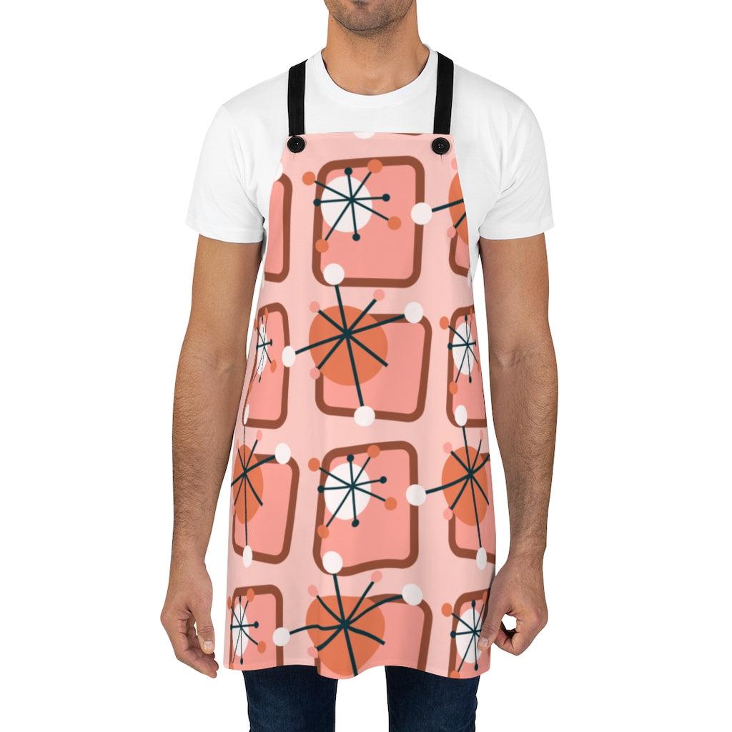 Atomic Burst Pink Mid Century Modern Apron | lovevisionkarma.com