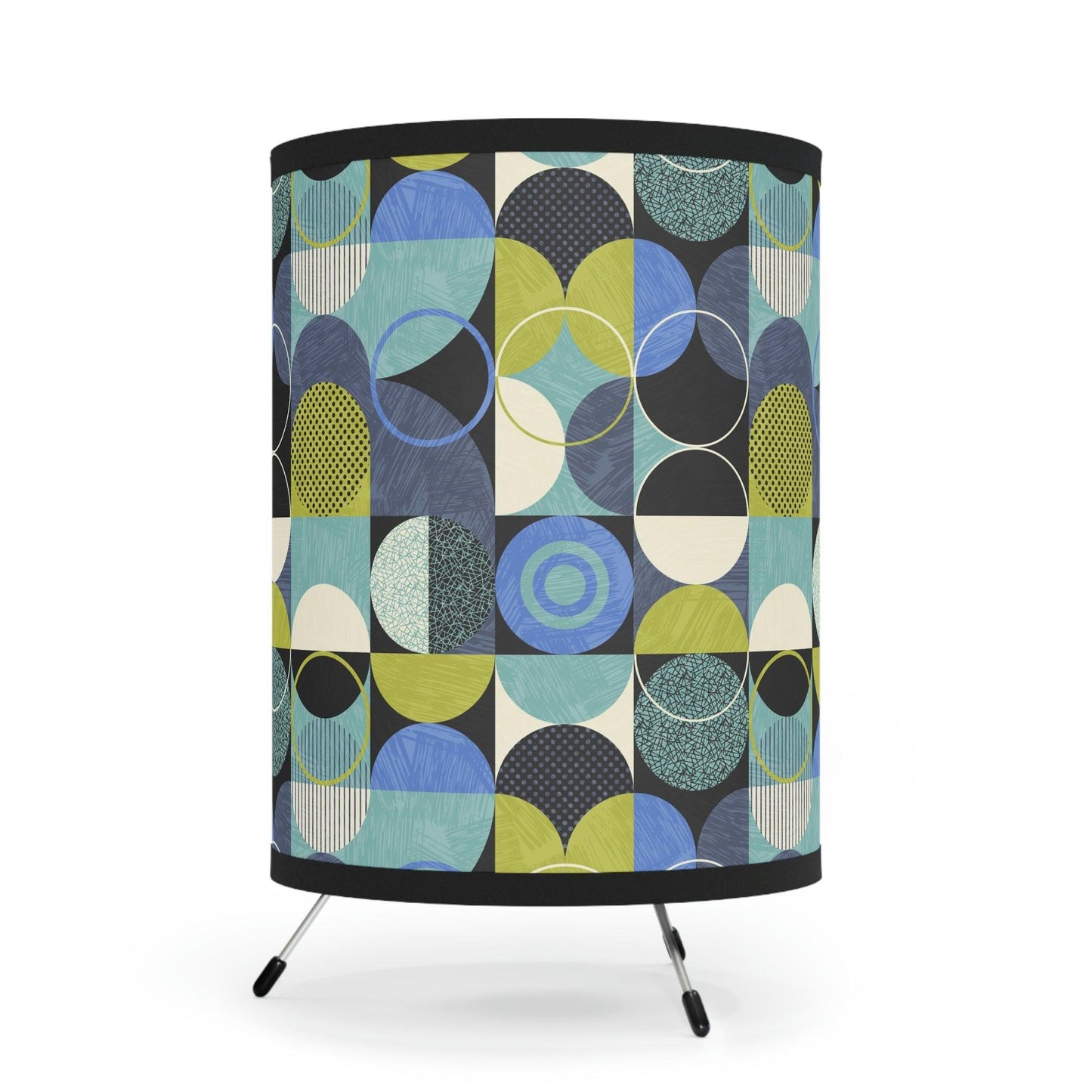 Retro Mid Century Mod Abstract Blue and Green Tripod Tabletop Accent Lamp | lovevisionkarma.com