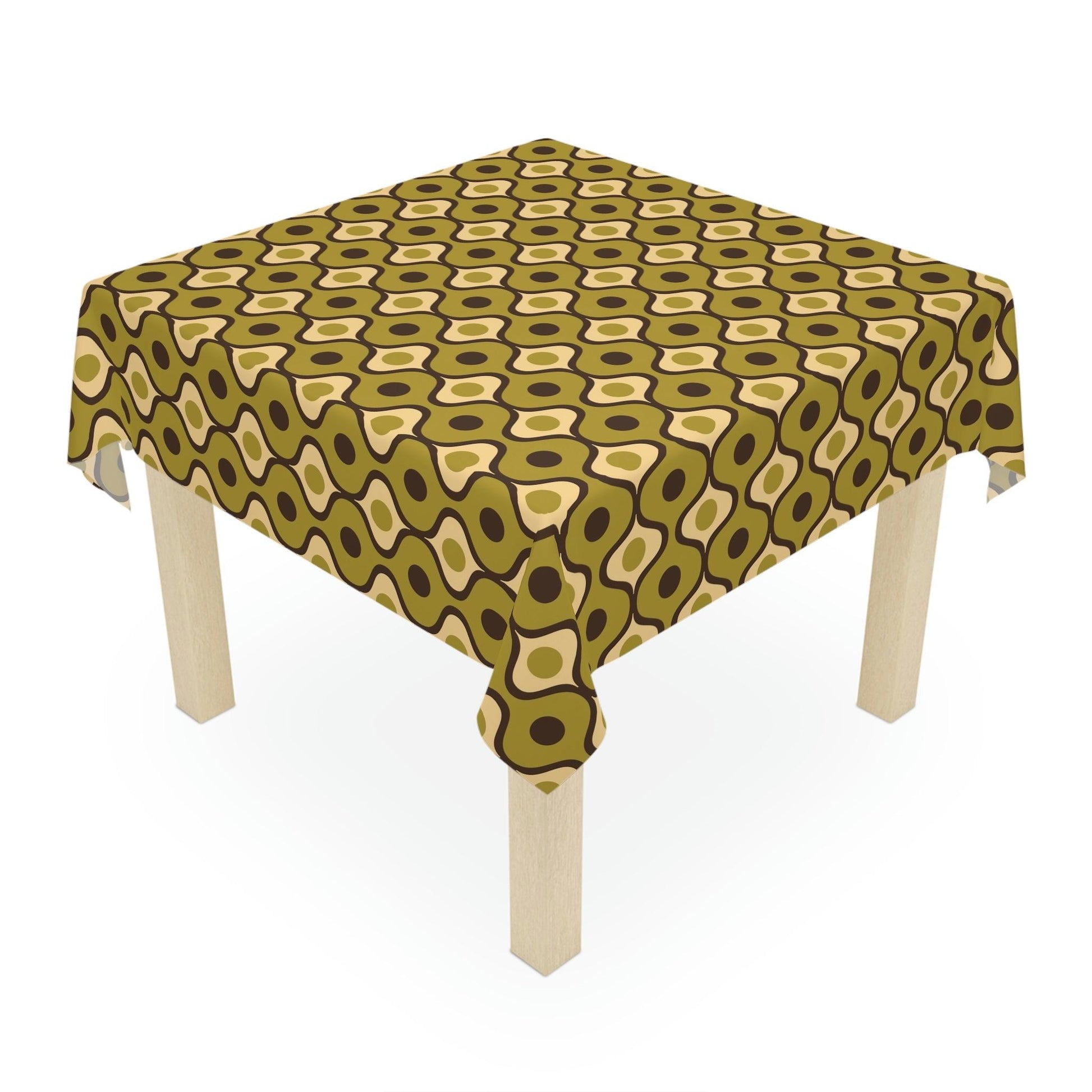 Retro 60s 70s Geometric MCM Green Tablecloth | lovevisionkarma.com