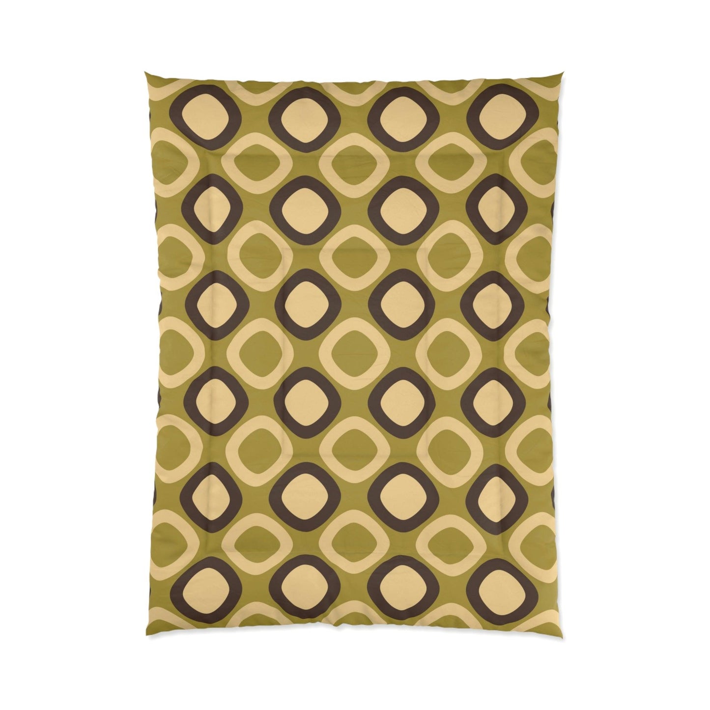 Retro Mod Squares MCM Green Comforter | lovevisionkarma.com