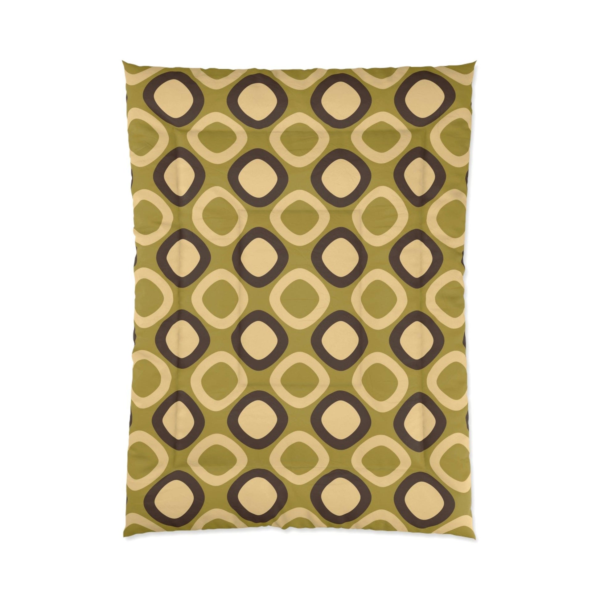 Retro Mod Squares MCM Green Comforter | lovevisionkarma.com