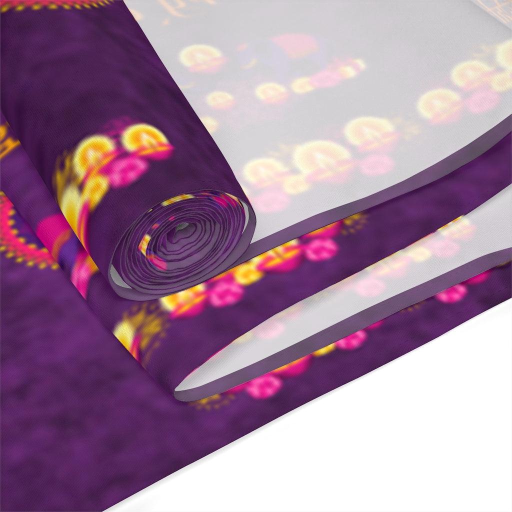 Happy Diwali, Festive Diwali Home Decor, Purple Table Runner | lovevisionkarma.com