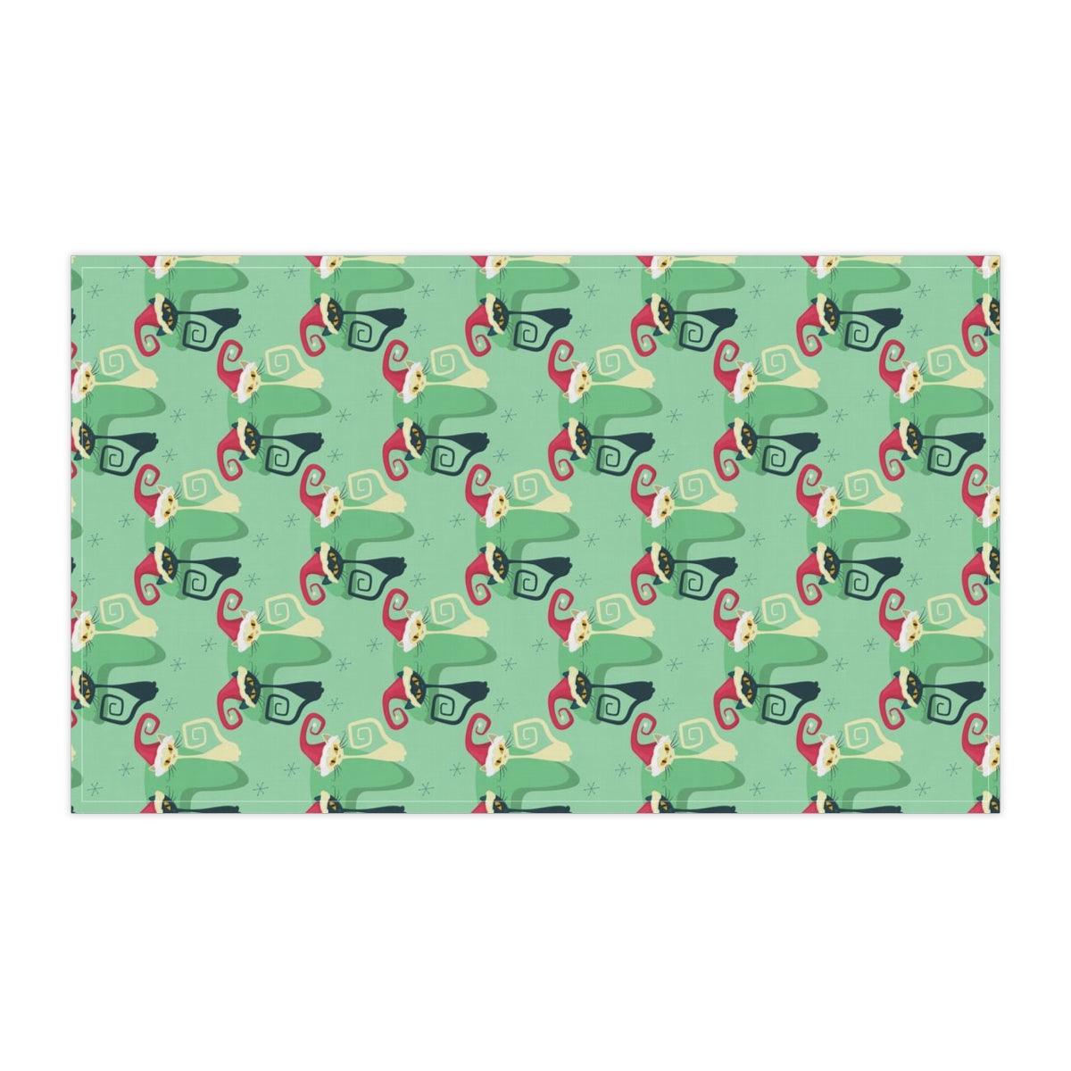 Christmas Cats Retro Atomic Kitties X-mas Tea Towel | lovevisionkarma.com