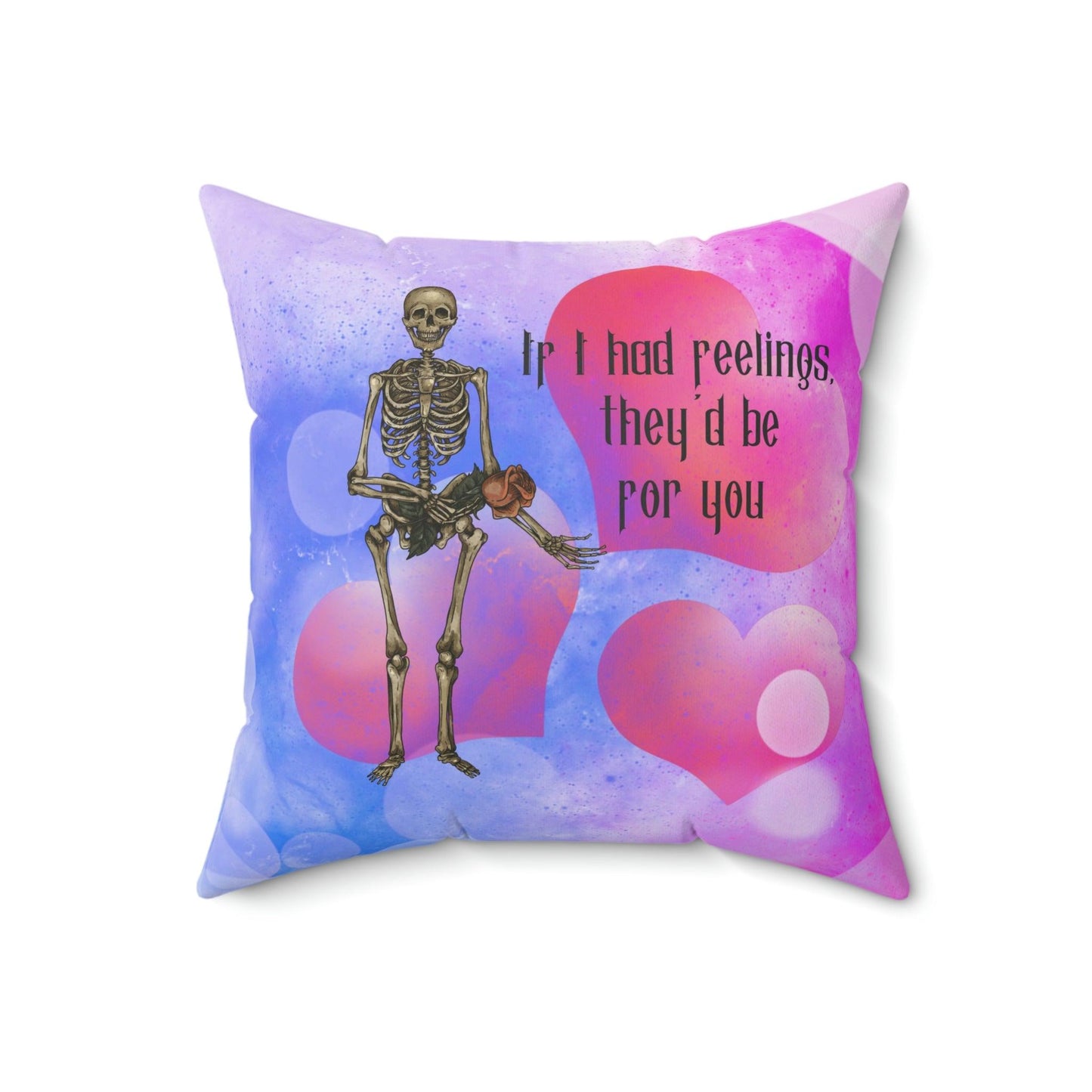 Funny Valentine's Skeleton Sweet Pink and Blue Throw Pillow | lovevisionkarma.com